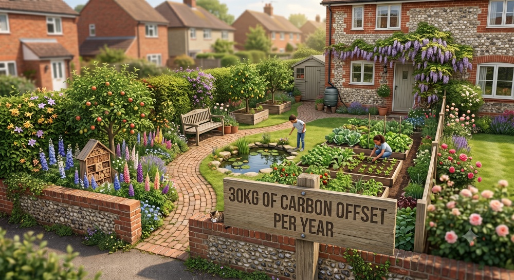 Example of 30m squared garden and how much carbon it can offset