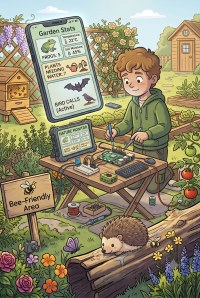 Cartoon of make child configuring a raspberry pi pc